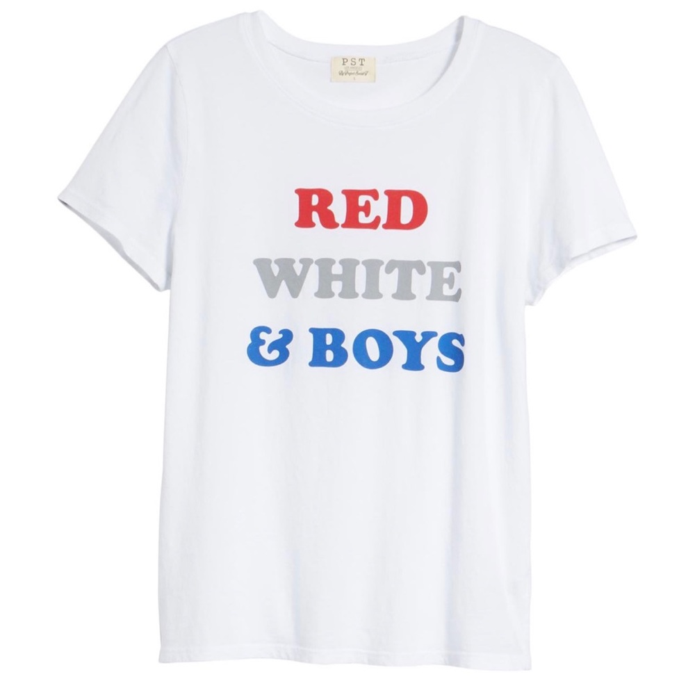 🎁Like NEW! -‘Red White & Boys’ T-Shirt- by PST